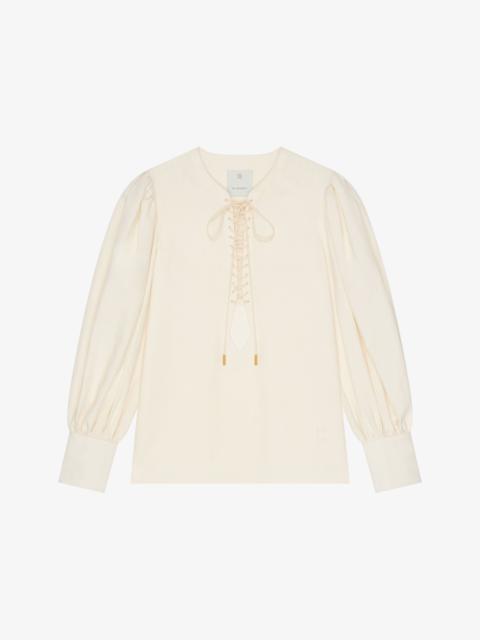 Givenchy BLOUSE IN LINEN WITH LACES WITH 4G EMBROIDERY