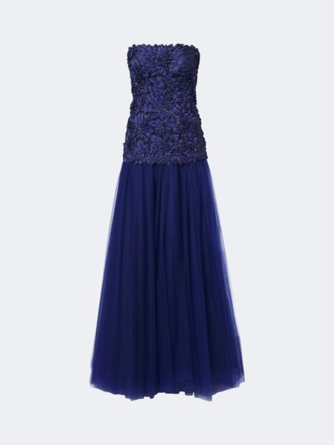 COSTARELLOS Gisella tulle and Lurex® satin bustier gown