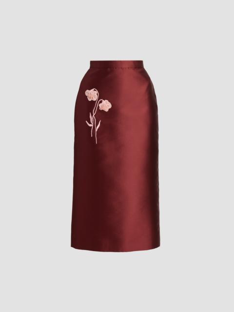 Erdem EMBROIDERED MIKADO MIDI PENCIL SKIRT