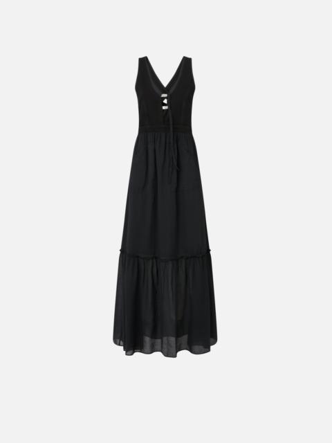 PINKO LONG SLEEVELESS COTTON DRESS WITH NECKLINE