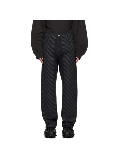 Kanghyuk Black Tire Waxed Jeans