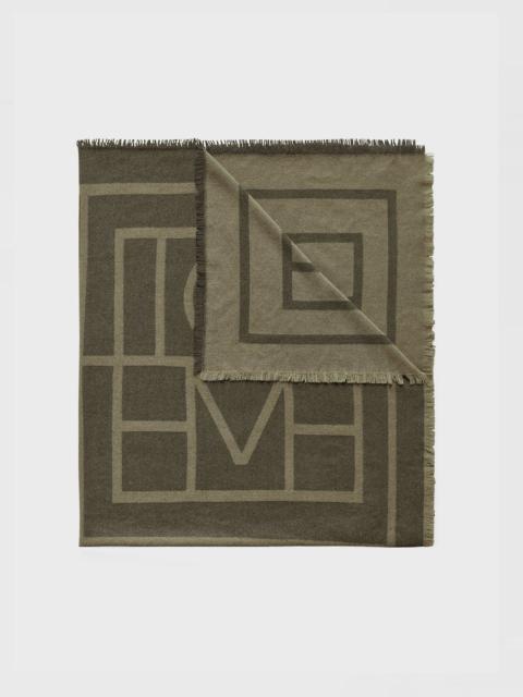 Totême Monogram wool cashmere scarf sage