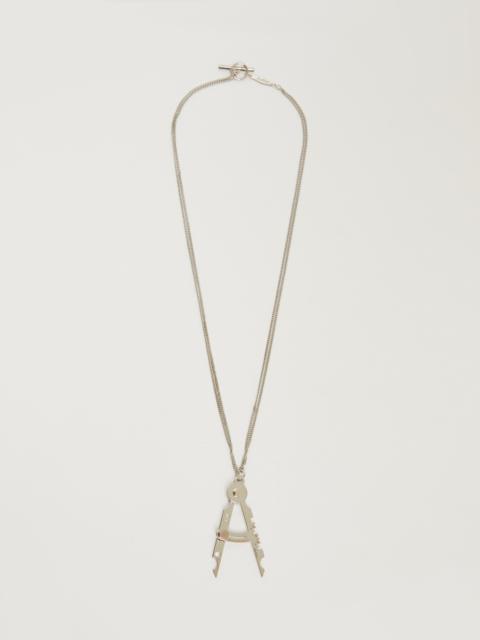 Max Mara COMPASS Long metal pendant necklace