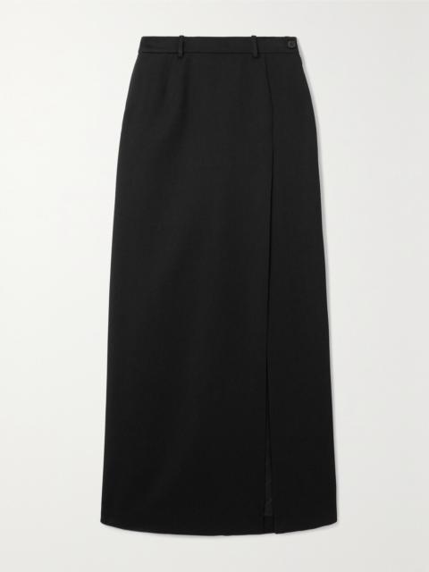 Wrap-effect Wool-gabardine Maxi Skirt