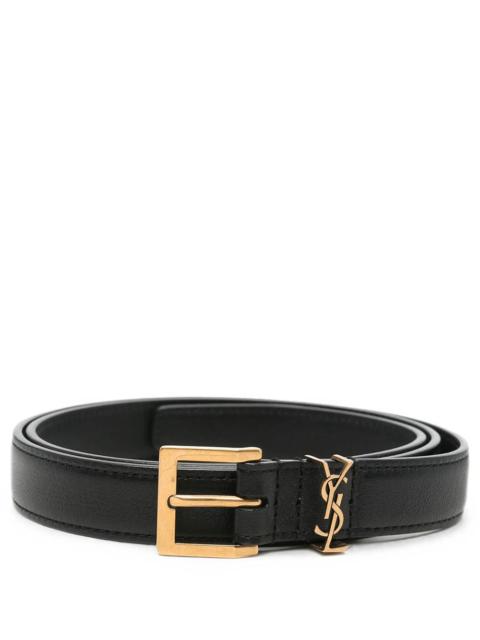 SAINT LAURENT Saint Laurent slim belt "cassandre" in black smooth leather
