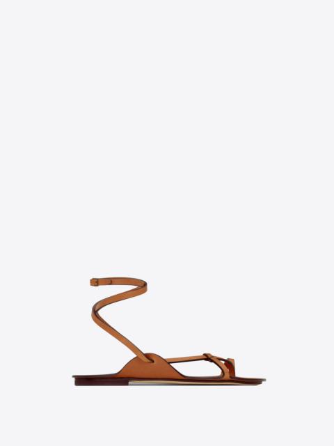 saint laurent isla flat sandals in smooth leather