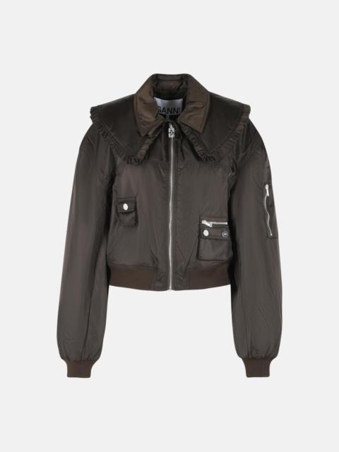 BROWN POLYAMIDE BOMBER JACKET