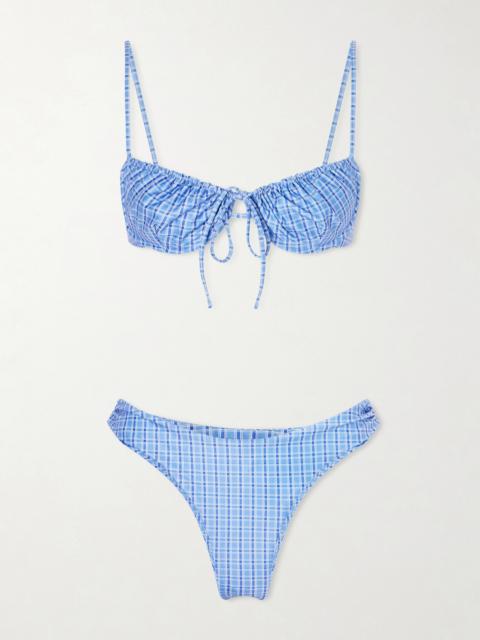FAITHFULL Ombra And Leone Ruched Checked Recycled Bikini