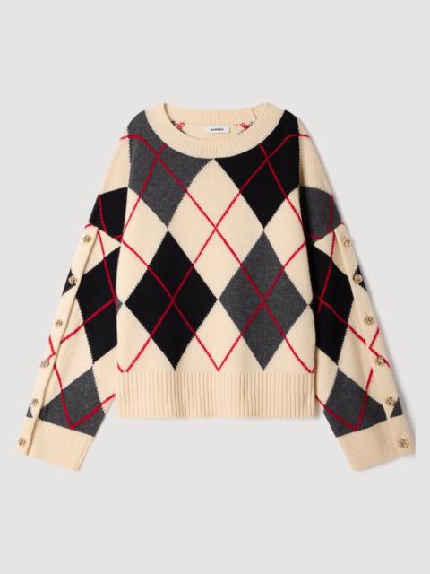 Sandro ARGYLE SWEATER WITH BUTTONS