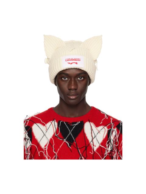 CHARLES JEFFREY LOVERBOY Off-White Chunky Ears Beanie