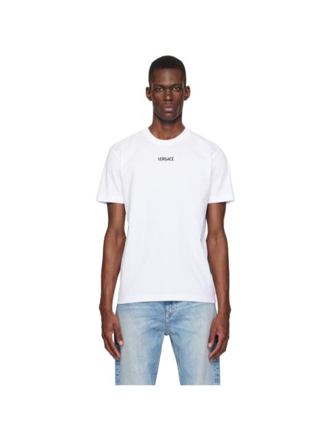 VERSACE White Embroidered Cotton-Jersey Slim T-shirt