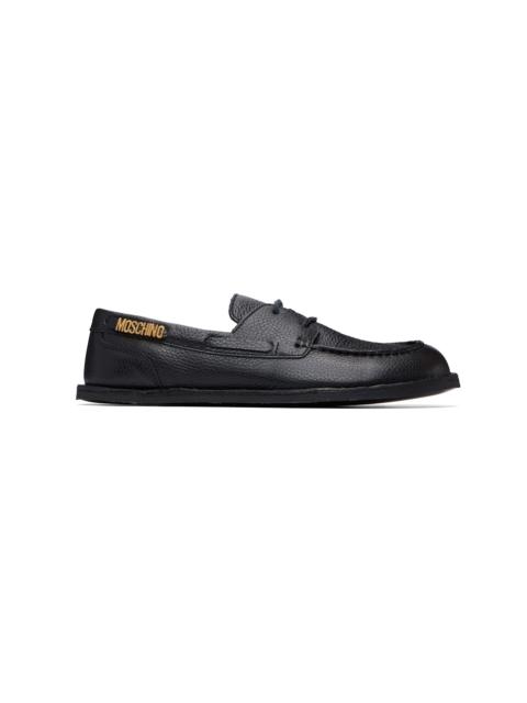 Moschino Black Leather Boat Shoes