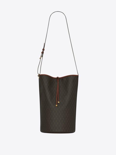 Saint Laurent Le Monogramme Leather-trimmed Printed Coated-canvas Bucket Bag  - Brown