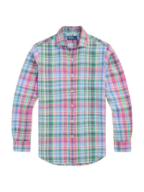 Polo Ralph Lauren Men's Classic Fit Plaid Linen Shirt - Pink Blue Multi