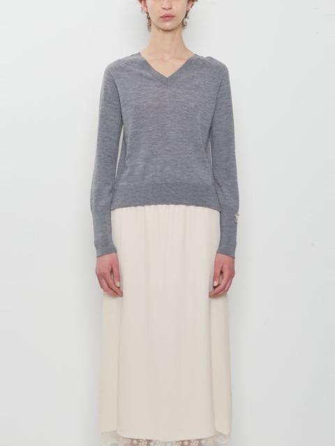 Simone Rocha Merino Silk Double V-Neck Jumper w/ Embroidery