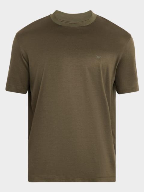 EMPORIO ARMANI Men's Lyocell and Cotton Eagle Logo Crewneck T-Shirt