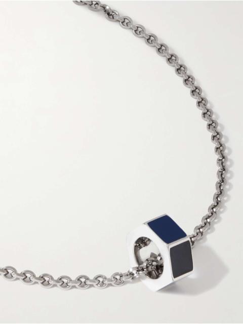 Platinum-Plated Silver Enamel Pendant Necklace