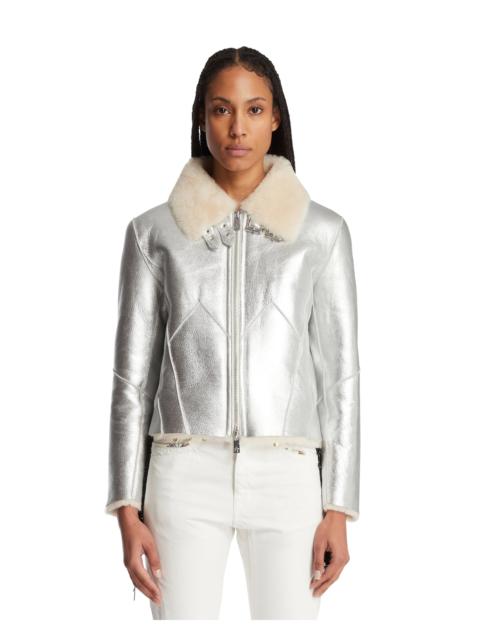 PERFECT MOMENT Silver Shearling Jacket