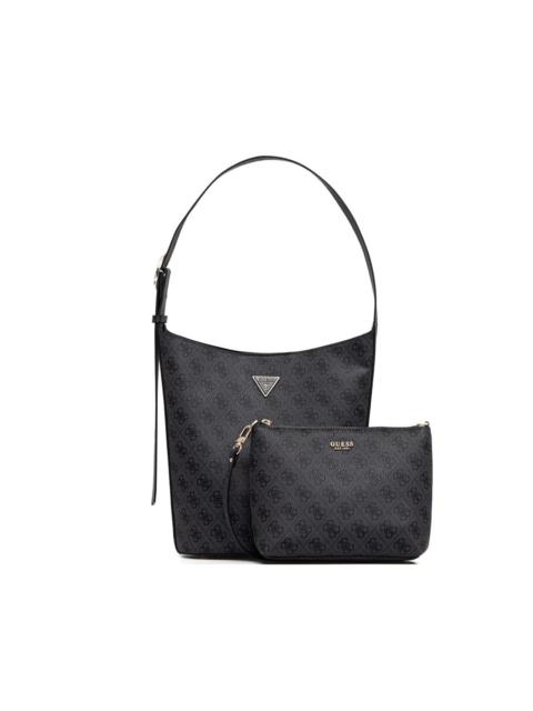 GUESS USA monogram-pattern buckle-detail bucket bag