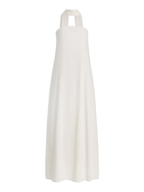 THIRD FORM Bia Belted Strapless Crepe Maxi Dress white
