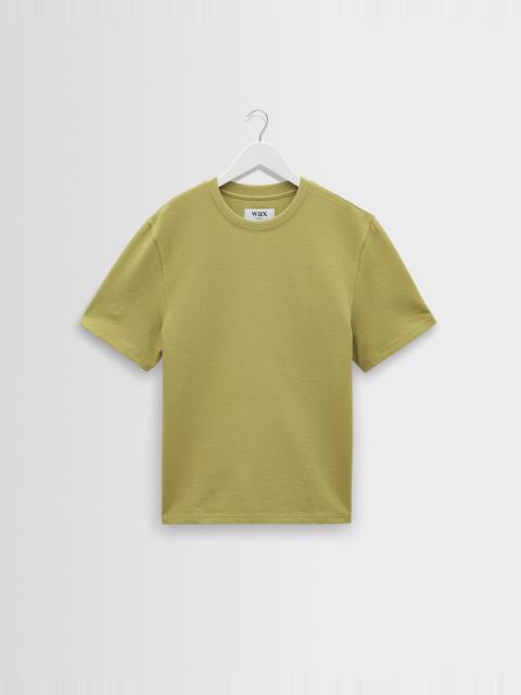 Wax London Dean - Lime Khaki Textured Organic Cotton T-Shirt