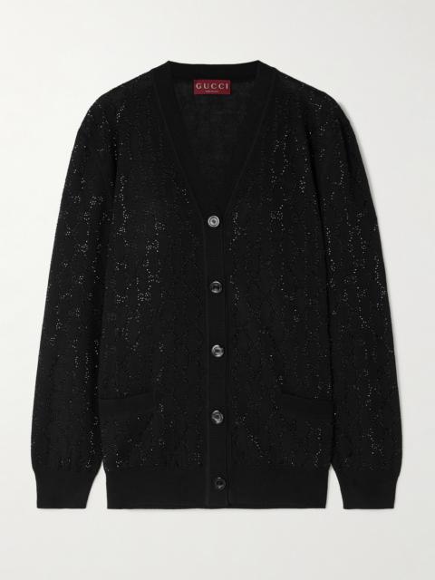 GUCCI Crystal-embellished Wool Cardigan