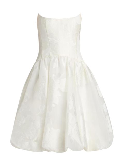 AMSALE Women's Floral Satin Cocktail Minidress - Ivory