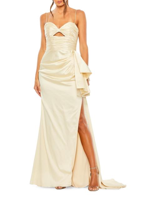 MAC DUGGAL Women's Cut-Out Bow Satin Gown - Buttercup