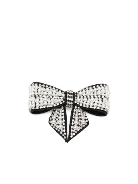 self-portrait pearl embellished bow hair clip