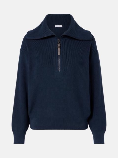Brunello Cucinelli Monili cotton half-zip sweater