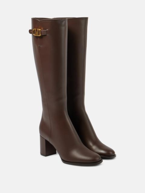 VLogo Signature leather knee-high boots