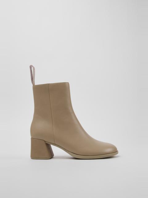 CAMPER Kora Beige Leather Ankle Boots for Women.