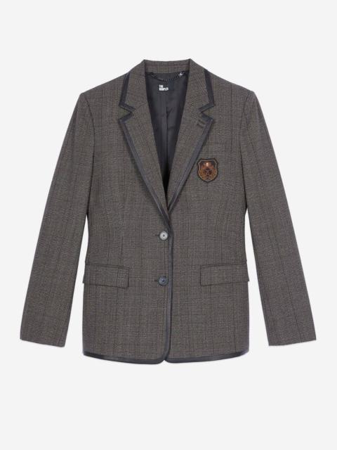 The Kooples PRINCE OF WALES JACKET IN BROWN WOOL