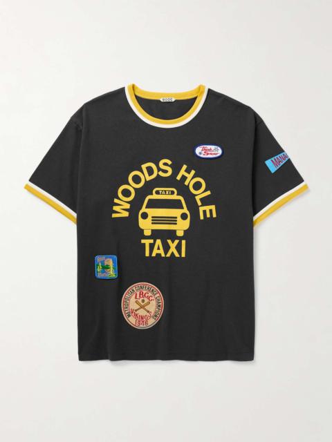BODE Discount Taxi Printed Appliquéd Cotton-Jersey T-Shirt