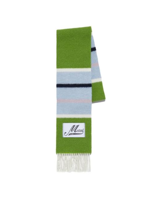 logo-patch striped scarf