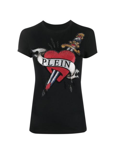 PHILIPP PLEIN crystal-embellished logo T-shirt