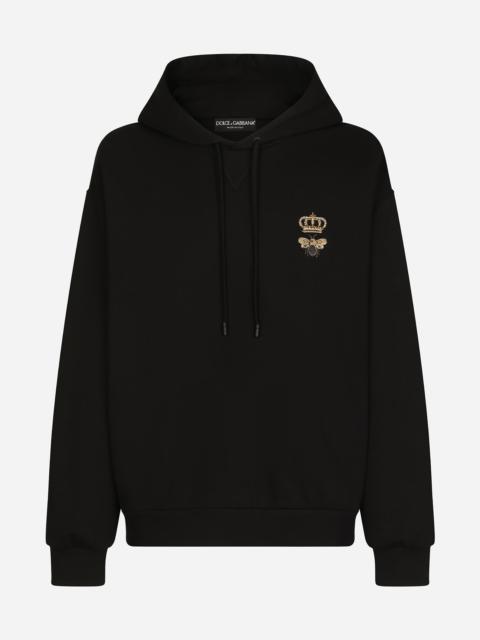 Cotton jersey hoodie with embroidery