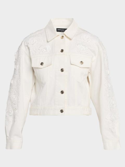 GENERATION LOVE Lexia Lace Appliqué Denim Jacket