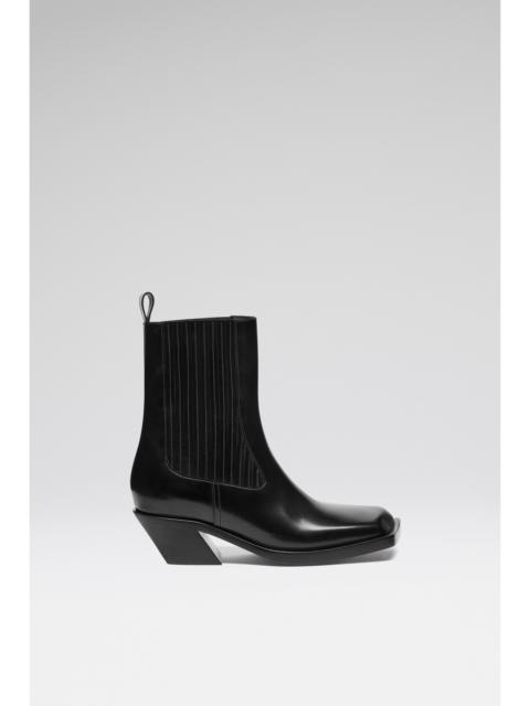 Amina Muaddi CHIARA CHELSEA BOOT 40 SHINY BLACK SPAZZOLATO