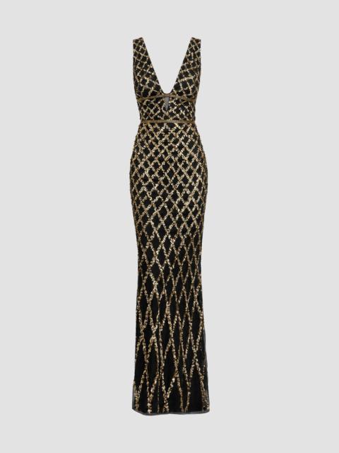 MAC DUGGAL Women's Embellished V-Neck Column Gown - Black