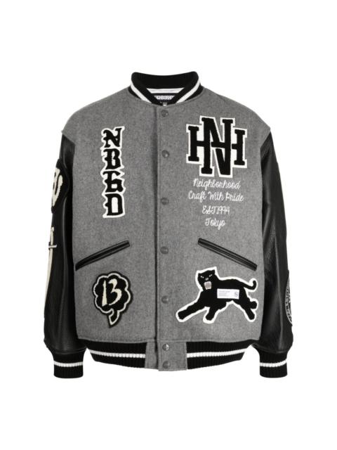 NEIGHBORHOOD logo-patch varsity jacket