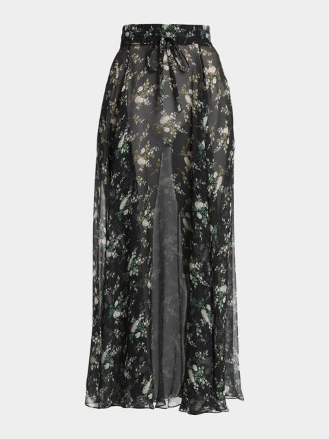 Dolce & Gabbana Floral Silk Chiffon Maxi Pull-On Skirt
