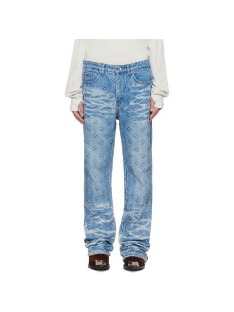 WHO DECIDES WAR Blue Thread Plate Jeans