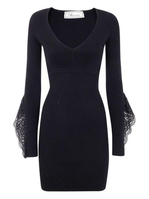 Blumarine lace-insert ribbed dress