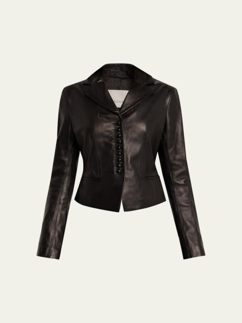House of Dagmar Slim Lambskin Leather Blazer