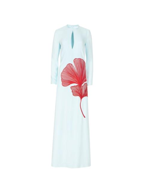 COSTARELLOS Adeline keyhole floral-embroidered maxi dress