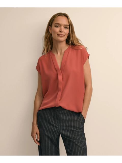 Brooks Brothers Band Collar Button-Front Blouse