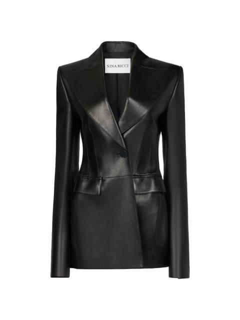 peak-lapels leather blazer
