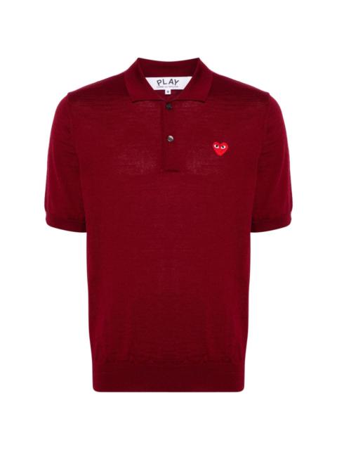 heart-patch wool polo shirt