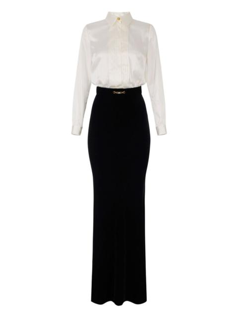 ELISABETTA FRANCHI pleated-front maxi dress